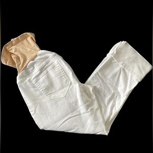 Indigo Blue Maternity White Crop Pants Size: Medium